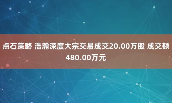 点石策略 浩瀚深度大宗交易成交20.00万股 成交额480.00万元